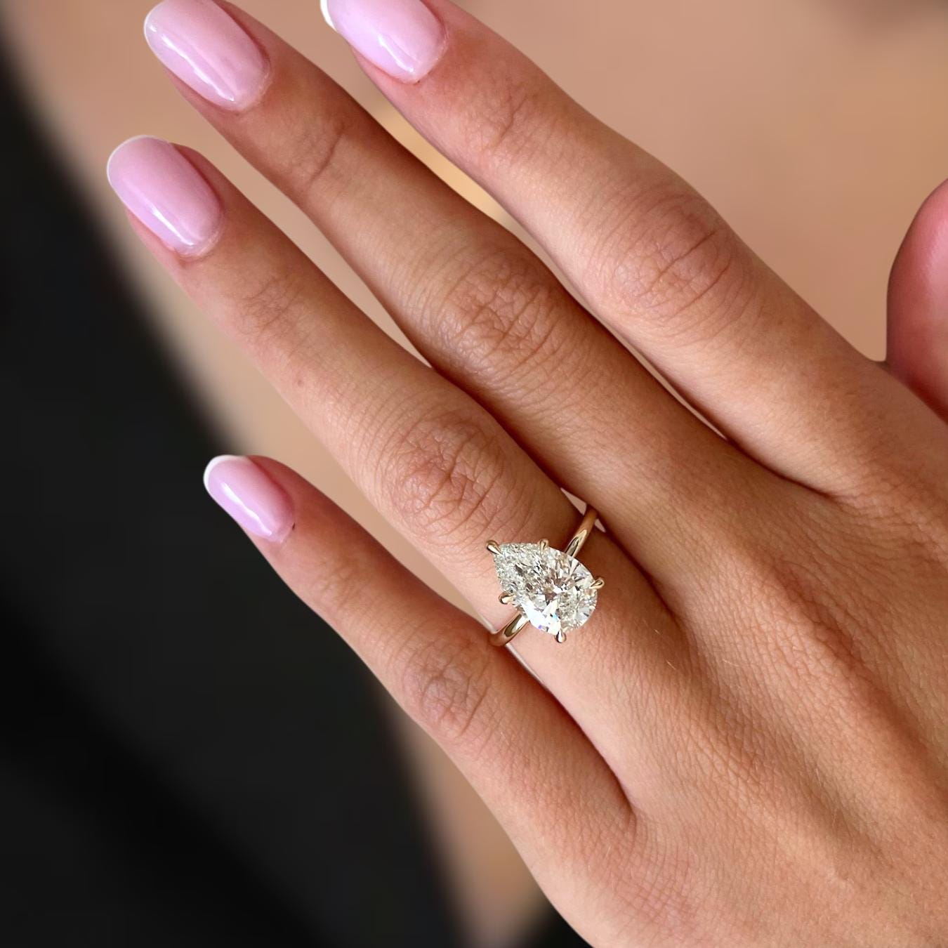 2 Carat Pear Cut Lab Grown Diamond Solitaire Engagement Ring VS1 F