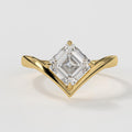 2 Carat Emerald Lab Grown 14K Gold Nesting Diamond F VS1 Curved Solitaire Ring