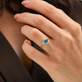 14k Solid Gold Bezel Topaz Ring, Chunky Blue Topaz Anniversary Ring, Oval Solitaire Ring Women, Gemstone Ring, Handmade