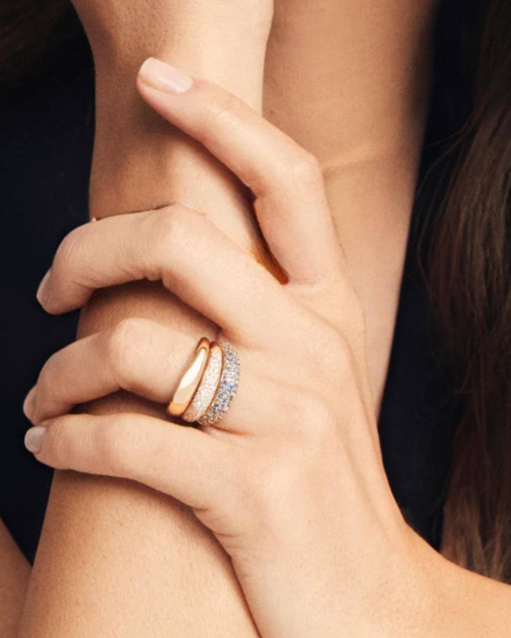 14K Dome Pave Diamond Ring 0.62 ctw, Chunky Dome Pave Setting Signet Band