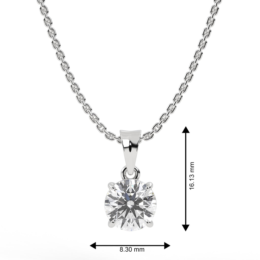 14K Solid Gold Lab Grown Diamond Solitaire Pendant Necklace