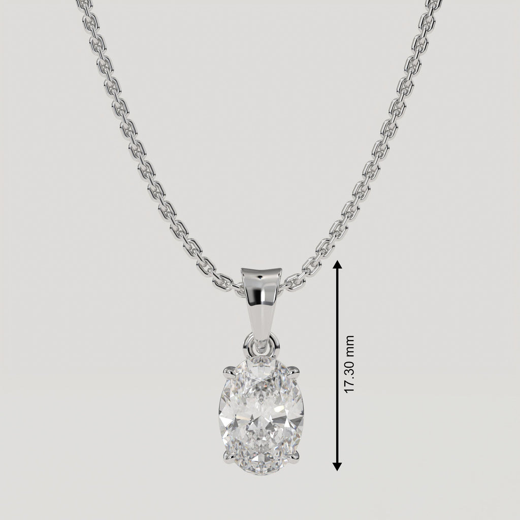1 Carat Oval Lab Grown Diamond Solitaire Pendant IGI Certified F VS1