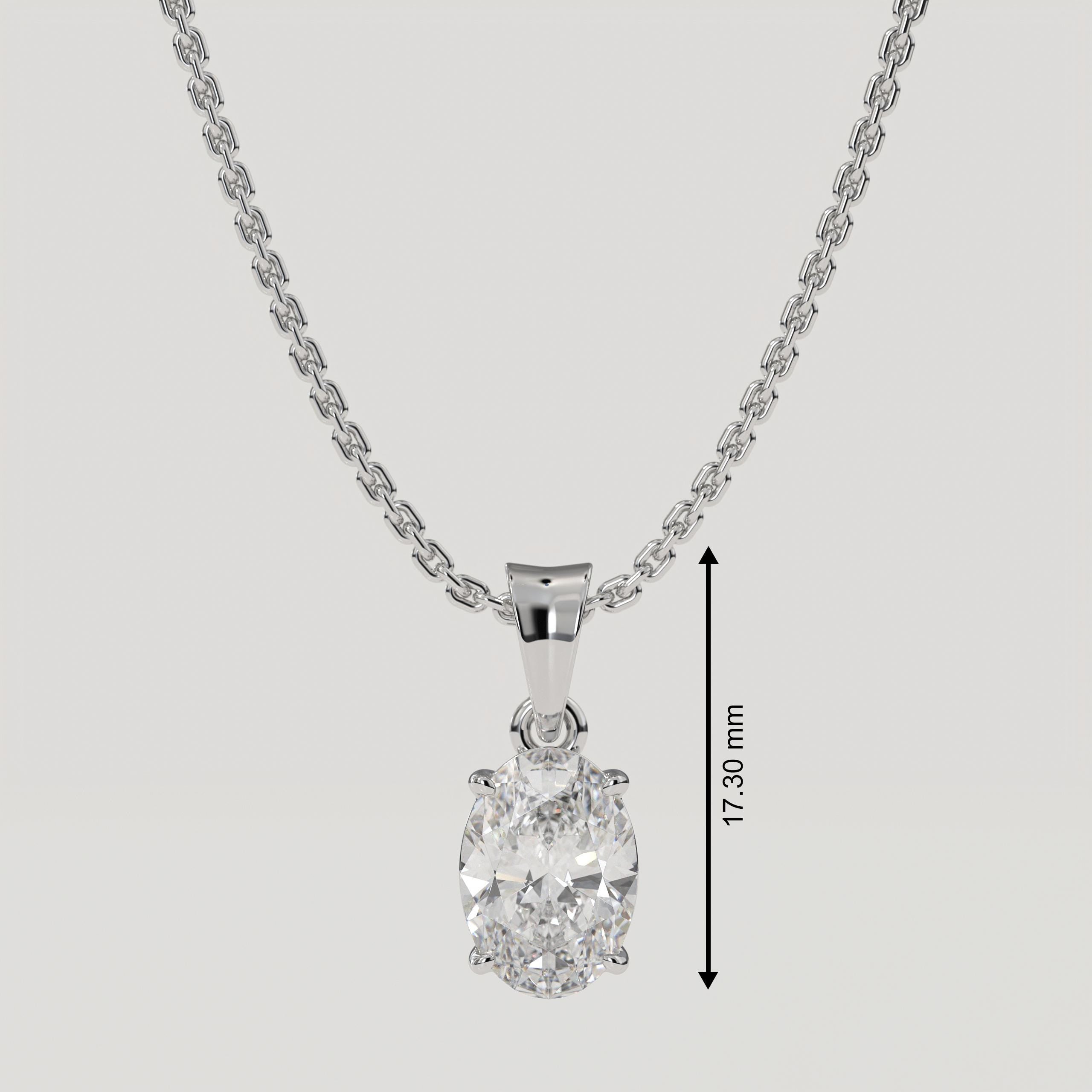 1 Carat Oval Lab Grown Diamond Solitaire Pendant IGI Certified F VS1