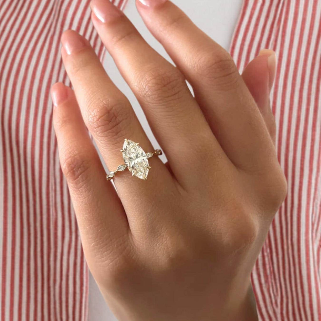 2 Carat Marquise Lab Grown Diamond Marquise Band Engagement Ring