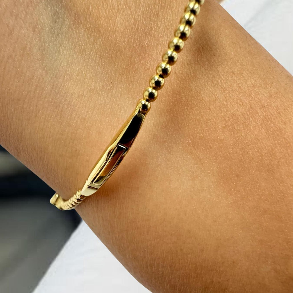 1TCW Lab Grown Diamond Bracelet, Beaded Flexible Bangle, Flower Cluster, 14k Solid Yellow White Rose Gold, Flexible Diamond Bangle
