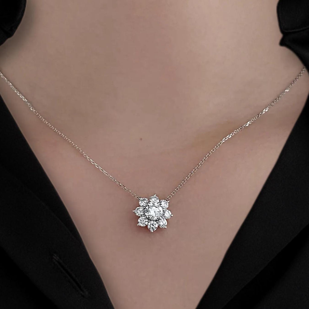 1 Carat Round Cut F VS1 Lab Grown Diamond Necklace IGI Certificate 14K Yellow Gold