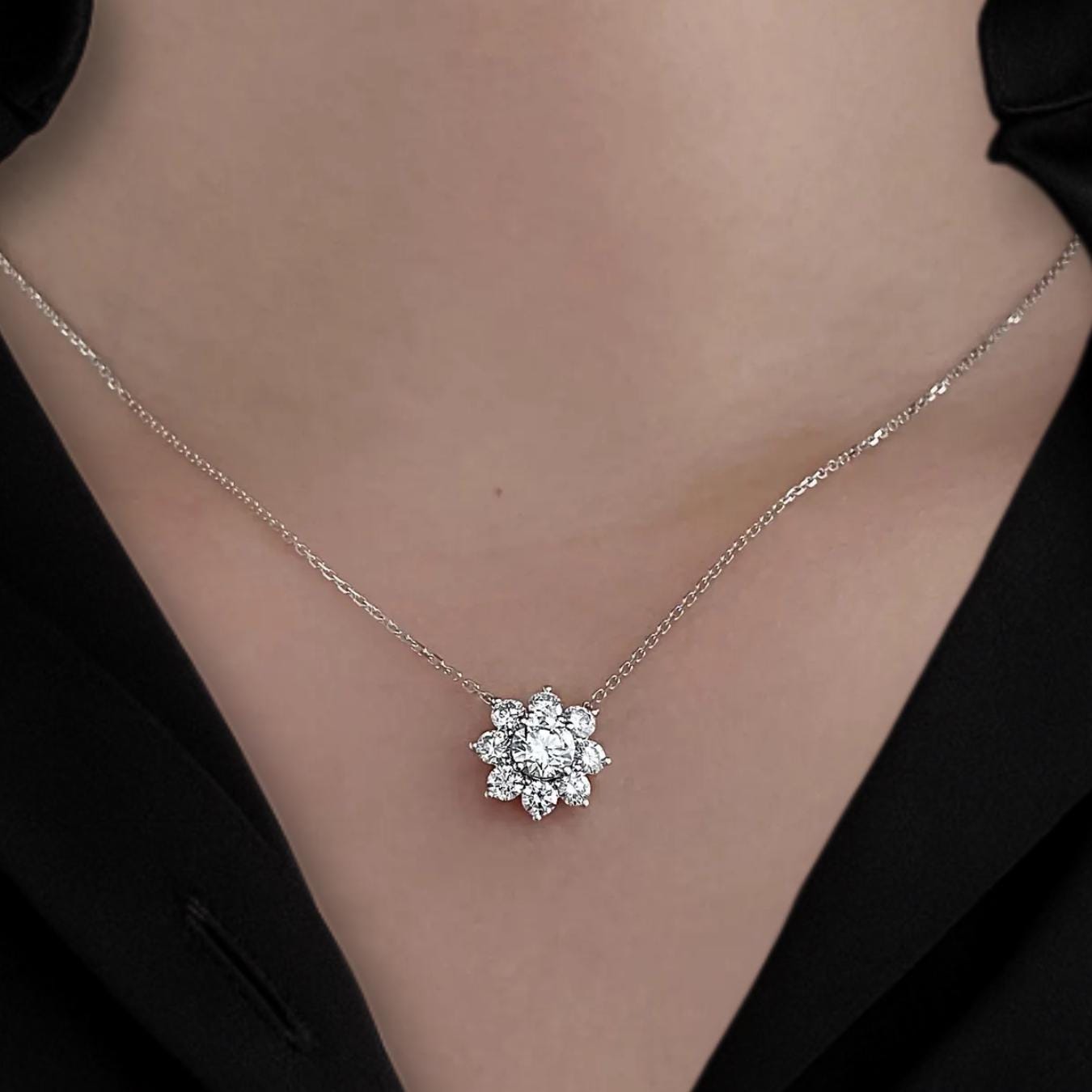 1 Carat Round Cut F VS1 Lab Grown Diamond Necklace IGI Certificate 14K Yellow Gold