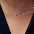 7 Ct Round Tennis Diamond Necklace, 16 inch Diamond Tennis Necklace, 14K Gold Lab Grown Diamond Necklace, Beautiful White Diamonds For Women