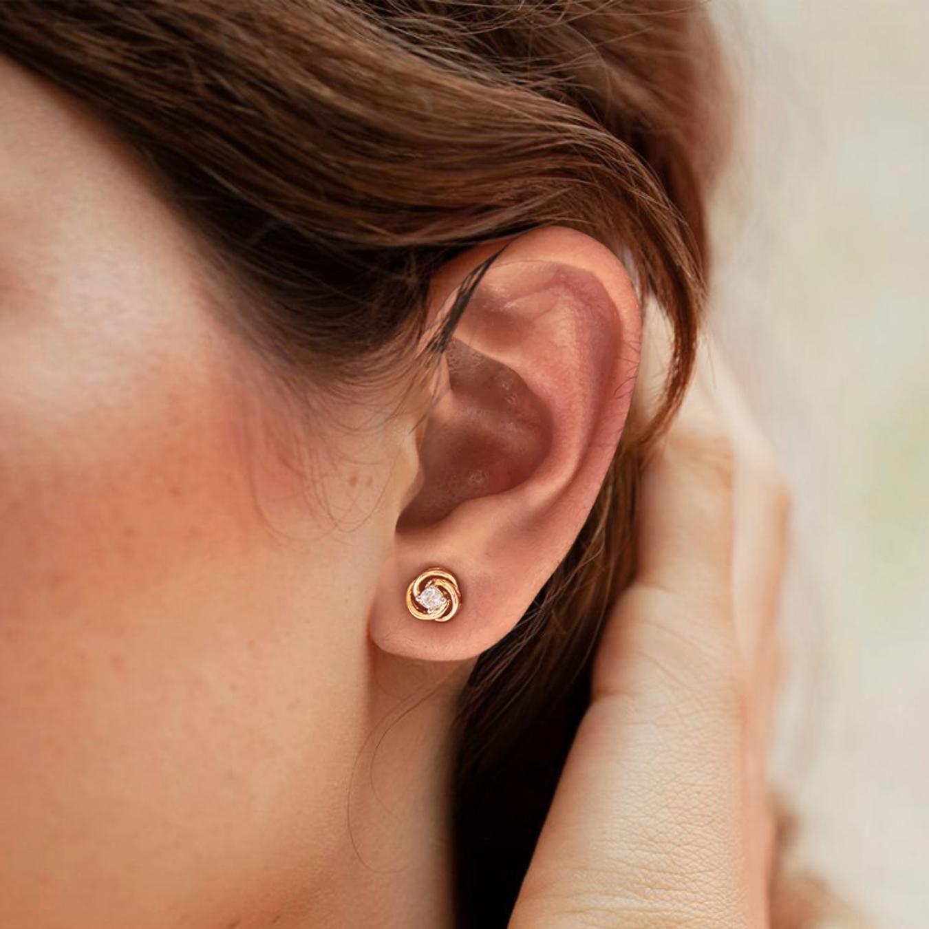 14K Solid Gold Diamond Cluster Stud Earrings | Flower Stud Earrings for Women