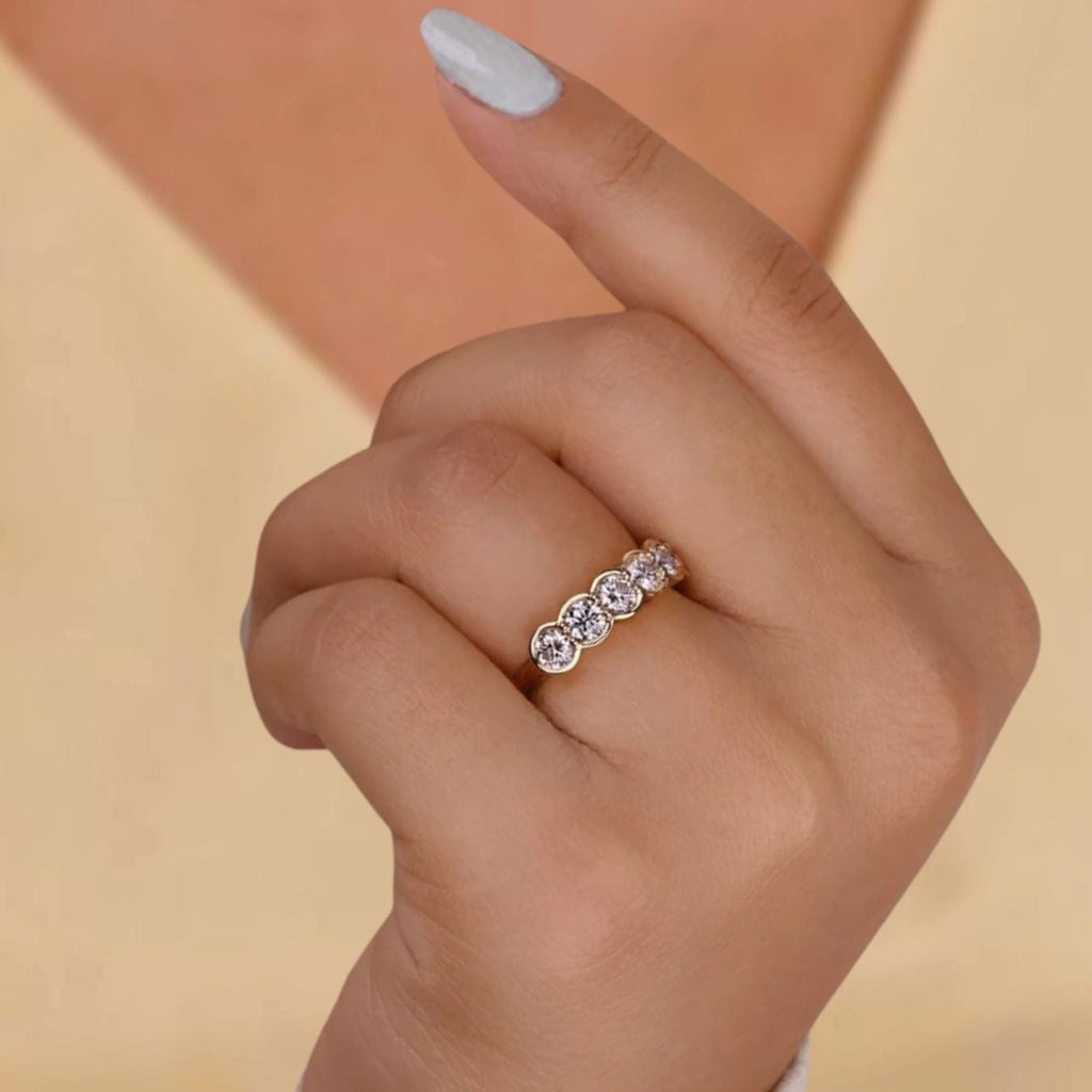 14K Lab Grown Six Stone Diamond Wedding Band