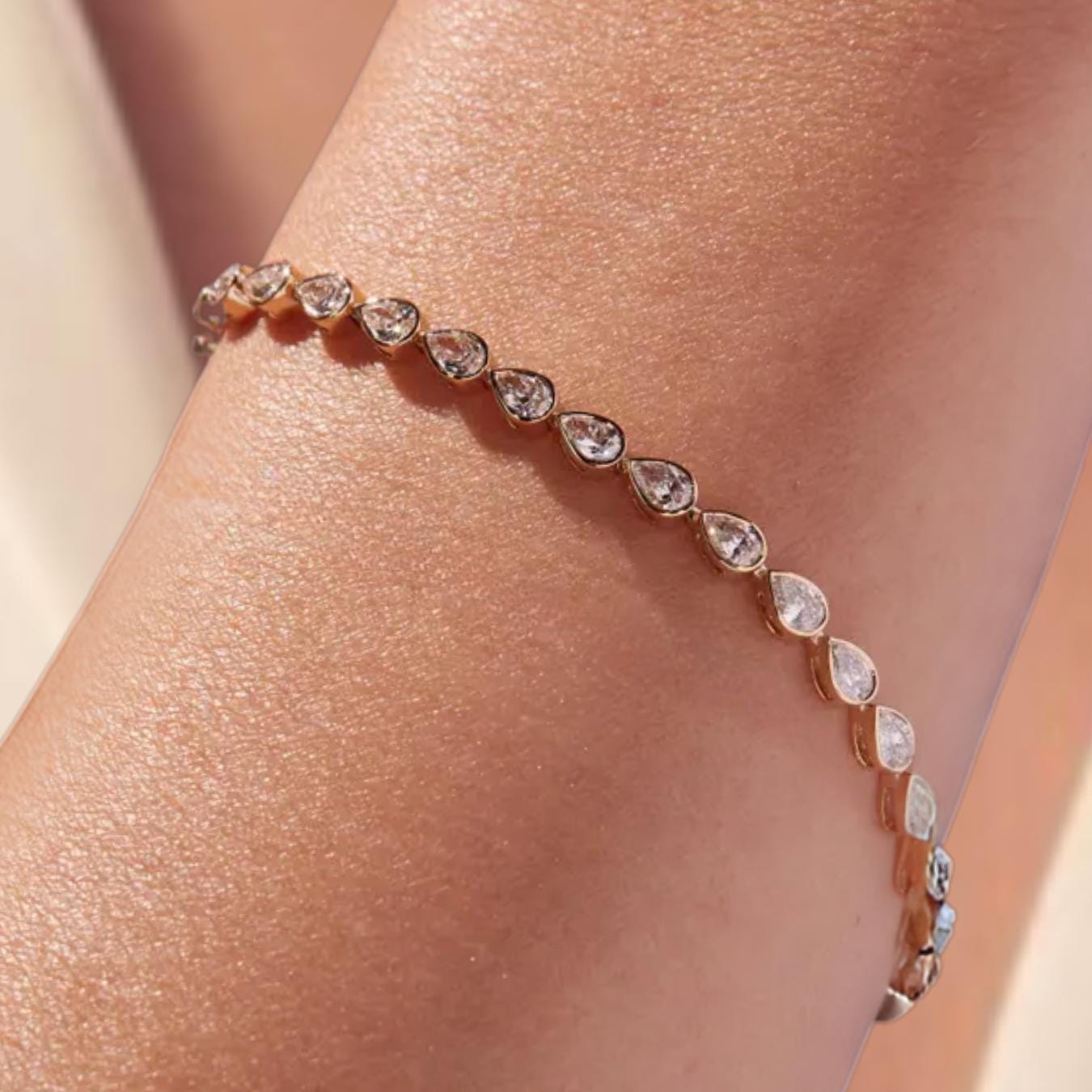 14K Yellow Gold Lab Grown Diamond Bracelet Bezel Set Tennis Bracelet for her Gift for Mom