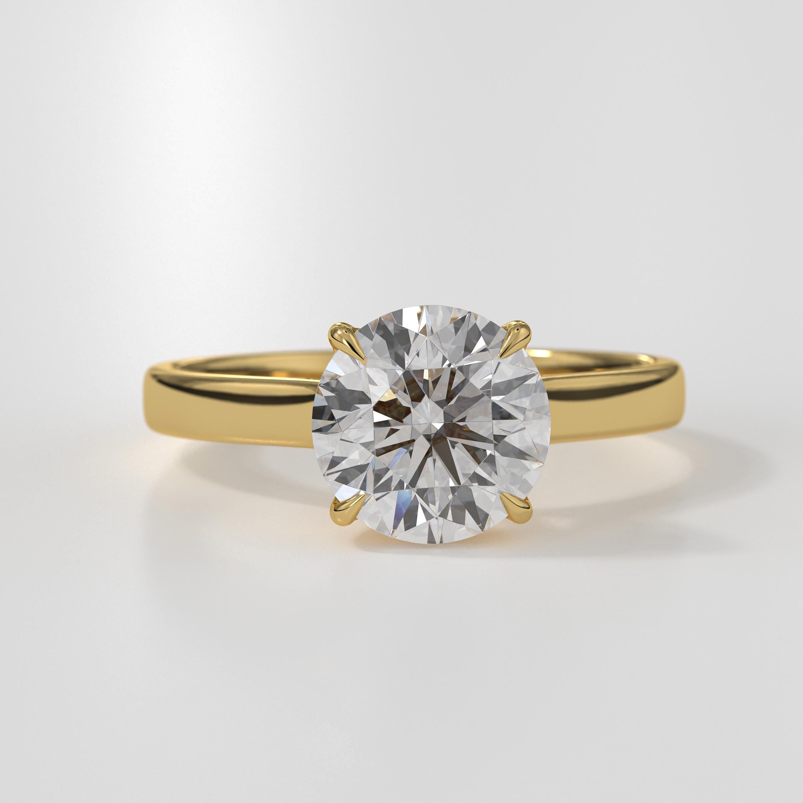 Round Brilliant 4 Prong Setting IGI Certified Lab Grown Diamond Engagement Ring in 14k Gold