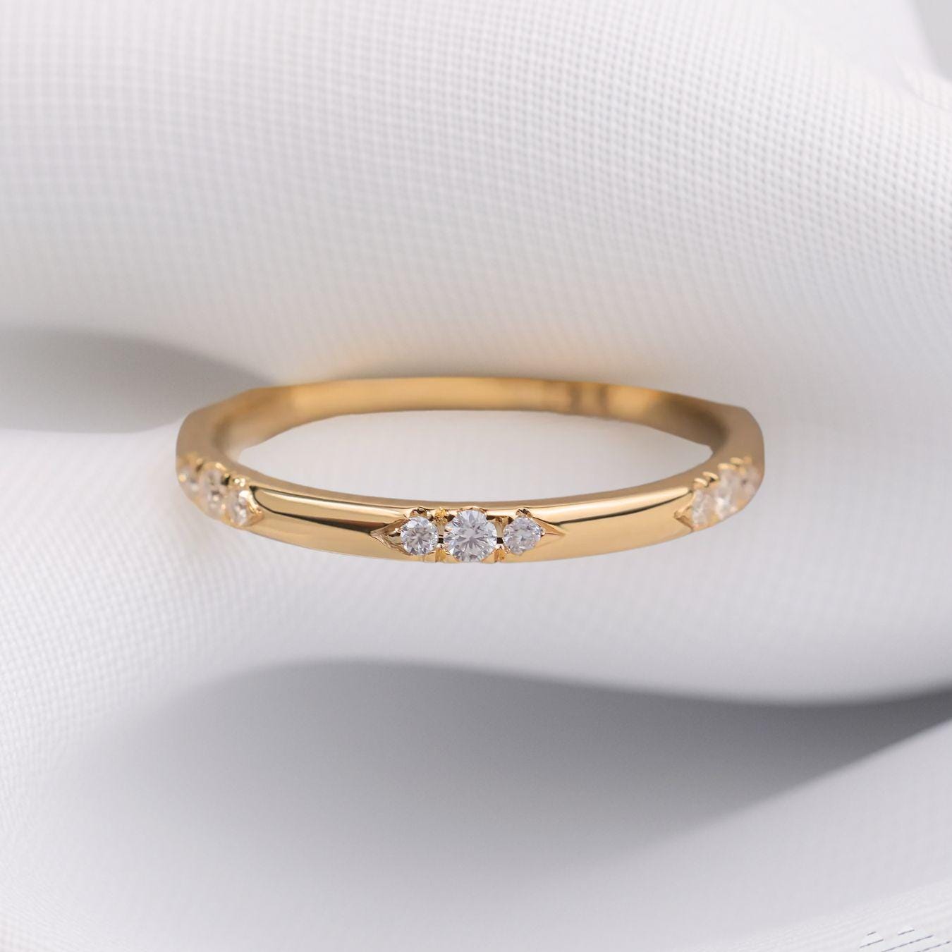 14K Gold Lab Grown Diamond Wedding Matching Band, Bridal Ring Gifts