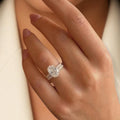 4.50 Carat Oval Cut Lab Grown Diamond Solitaire Engagement Ring Set, 14K Gold Matching Round Diamond Wedding Band
