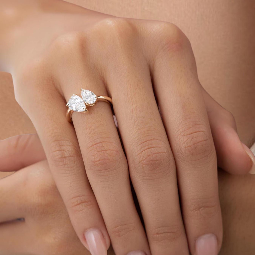 Toi et Moi 14K Solid Gold Lab Grown Diamond Engagement Ring