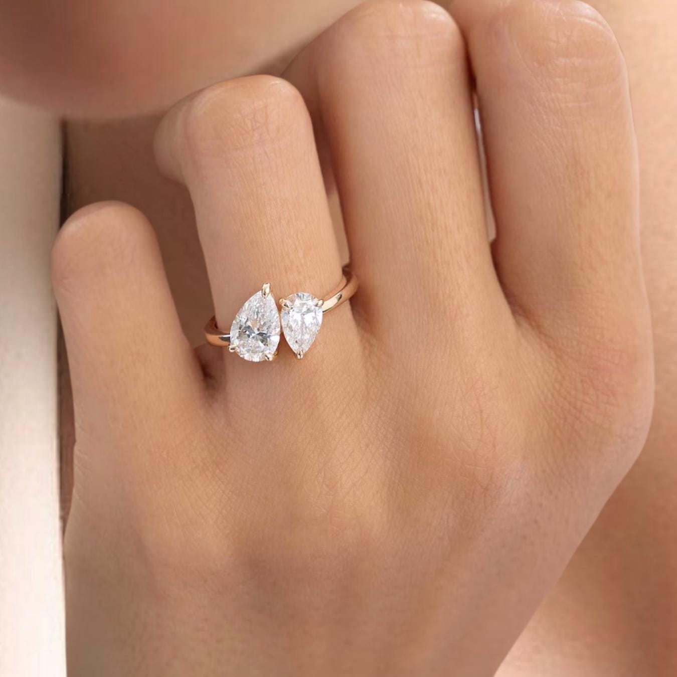 Toi et Moi 14K Solid Gold Lab Grown Diamond Engagement Ring