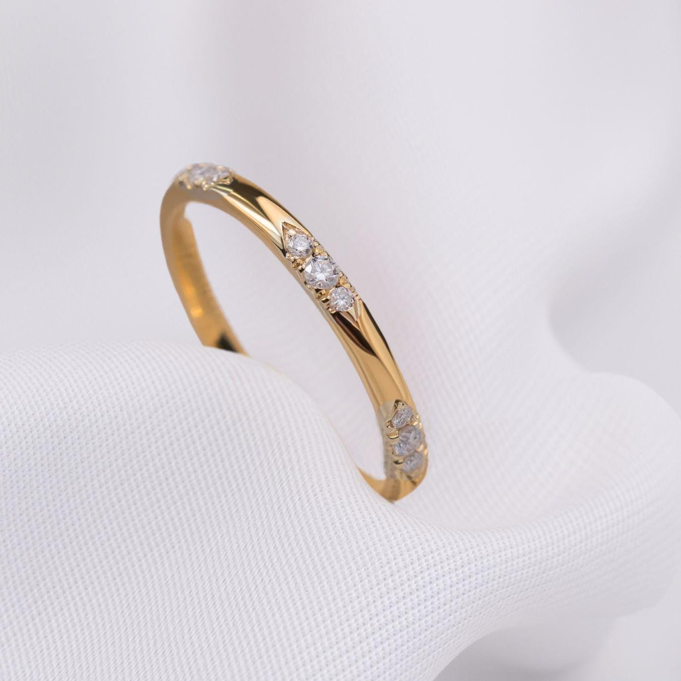 14K Gold Lab Grown Diamond Wedding Matching Band, Bridal Ring Gifts
