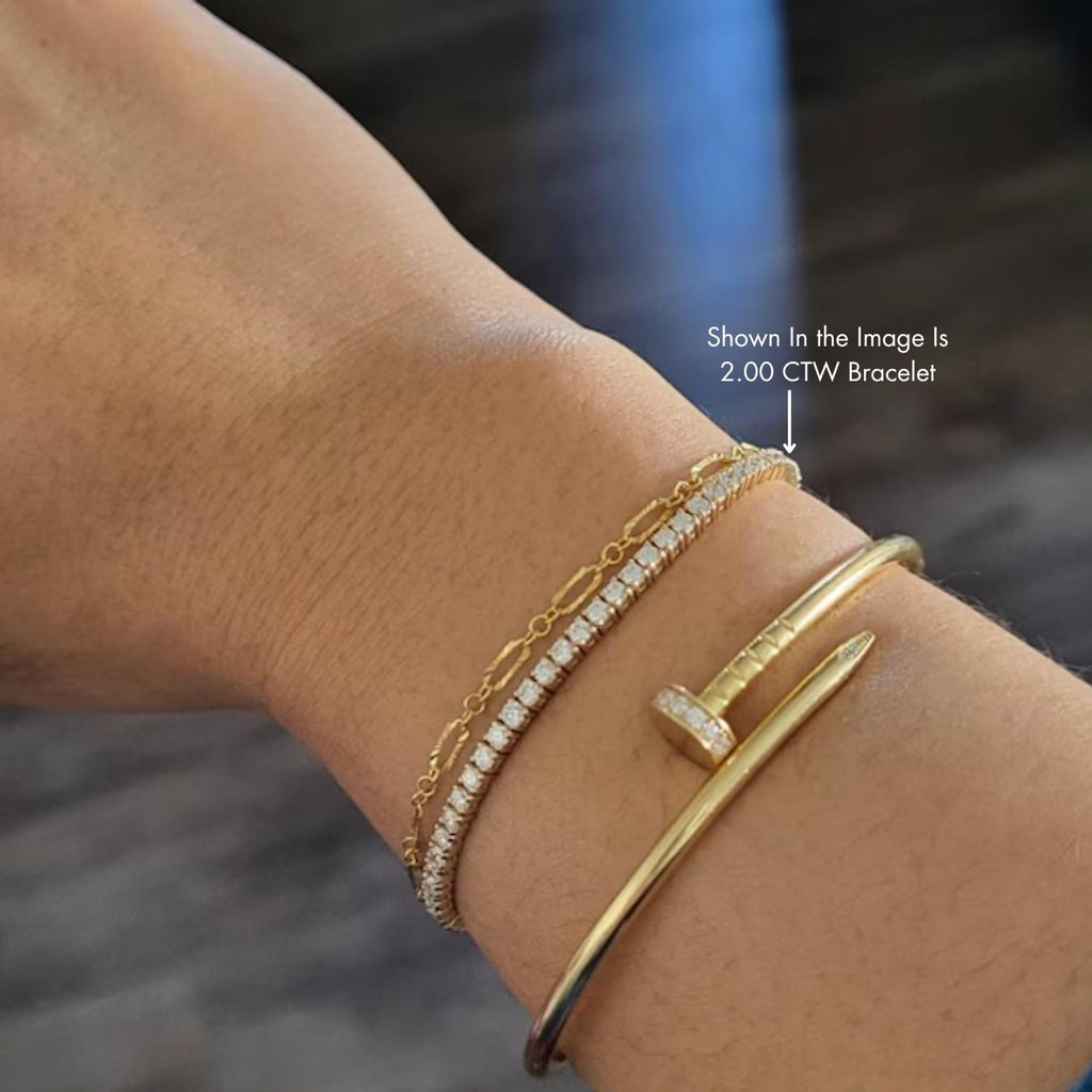 Round Cut Lab Grown Diamond Bracelet, Diamond Tennis Bracelet For Women, Lab Made Diamond Bracelet, Gift for Mother/Wife, Birthday Gifts