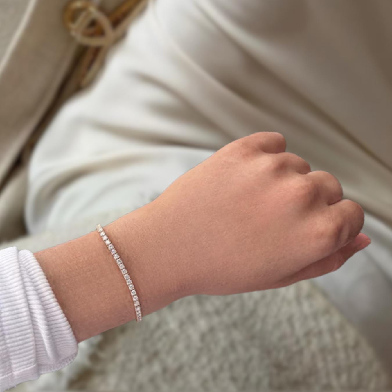 Round Cut Lab Grown Diamond Bracelet, Diamond Tennis Bracelet For Women, Lab Made Diamond Bracelet, Gift for Mother/Wife, Birthday Gifts