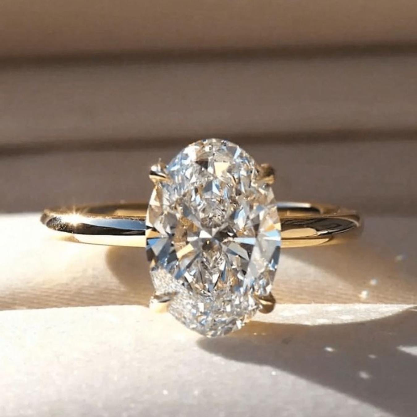 3ct Oval Solitaire IGI Certified Lab Grown Diamond Ring in Solid 14K Gold