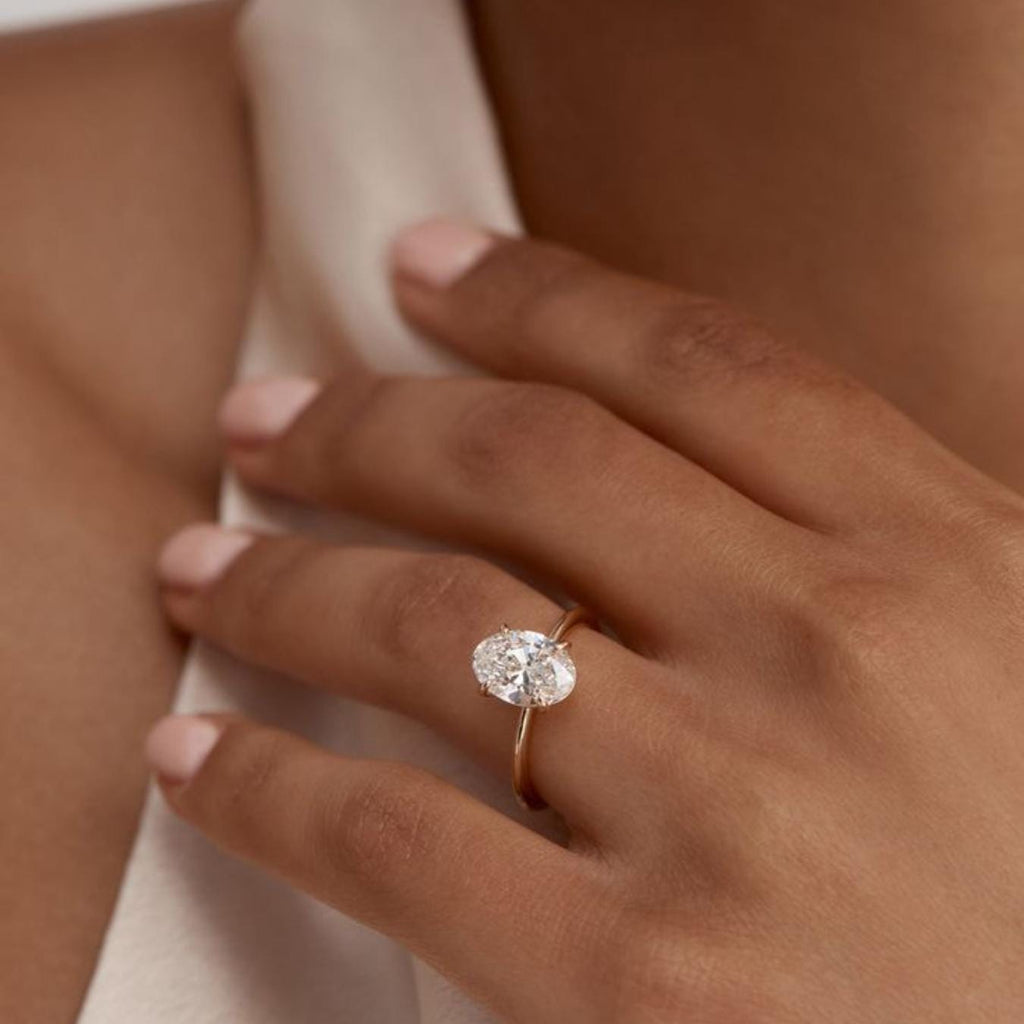 3ct Oval Solitaire IGI Certified Lab Grown Diamond Ring in Solid 14K Gold