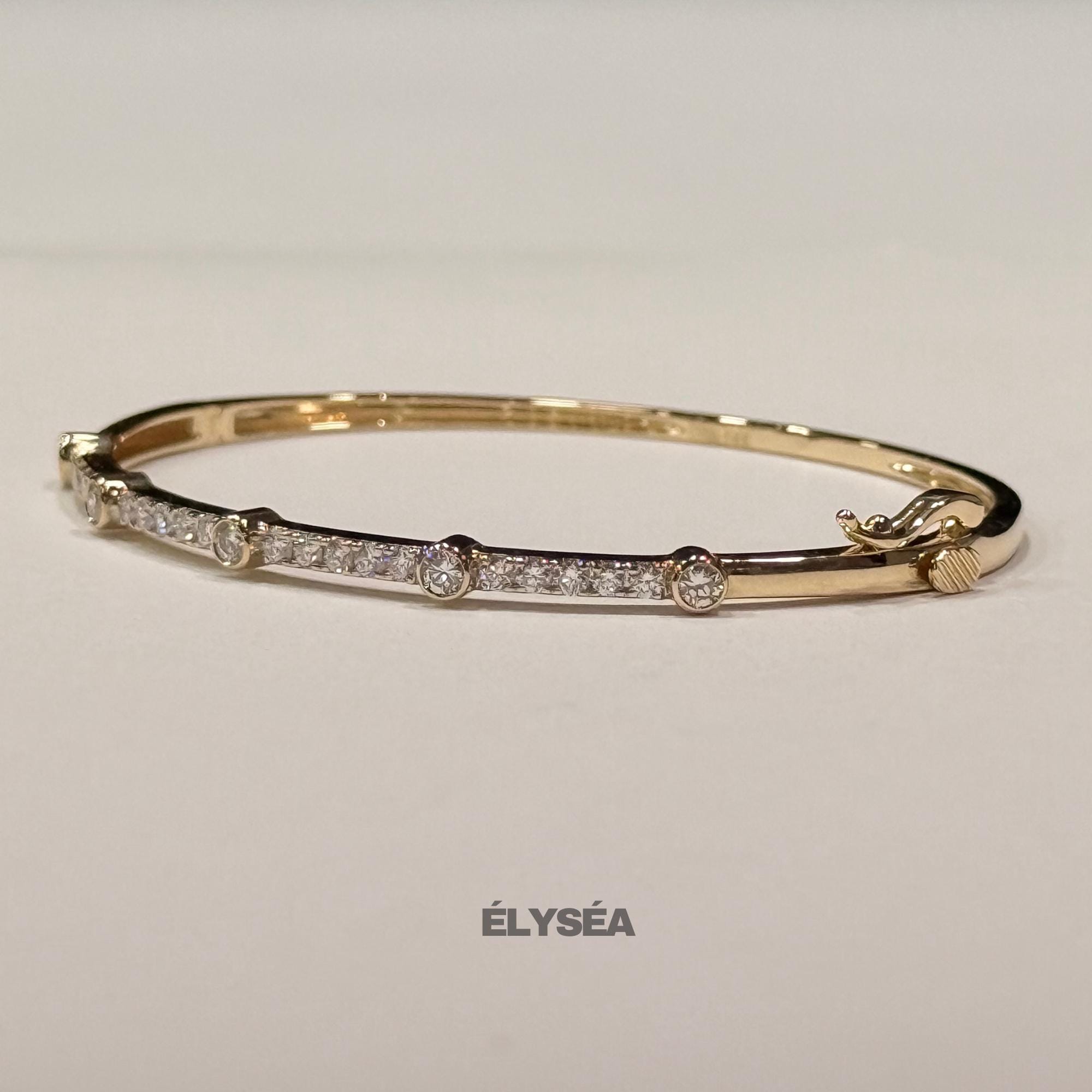 0.76CT 14K Solid Gold Lab Grown Diamond Bangle Bracelet for Women