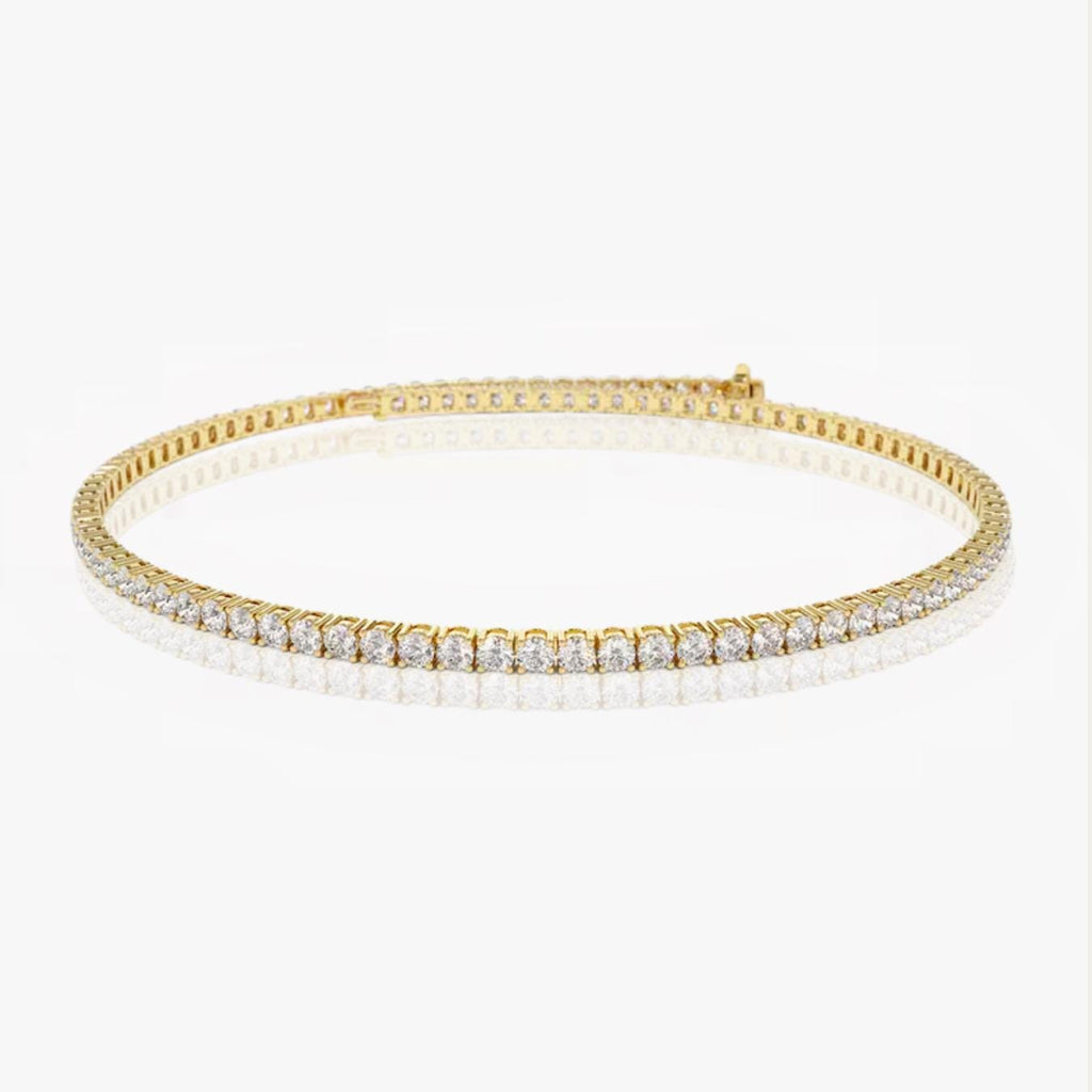 Lab Grown Diamond Tennis Bracelet, 14K Gold Round Diamond Pave Tennis Bracelet by Elysea Fine Jewelry, Anniversary Gift Gift for Mom
