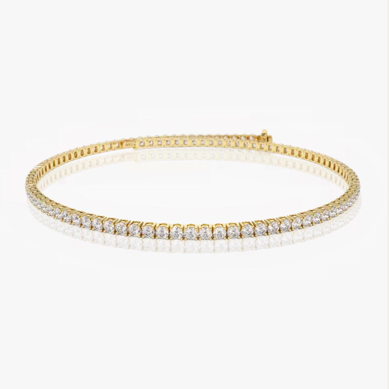 Lab Grown Diamond Tennis Bracelet, 14K Gold Round Diamond Pave Tennis Bracelet by Elysea Fine Jewelry, Anniversary Gift Gift for Mom