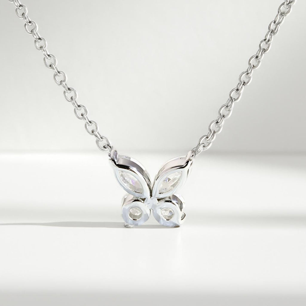 Diamond Butterfly Necklace, 14k Solid Gold Butterfly Necklace, Dainty Butterfly Necklace, Tiny Butterfly Diamond Pendant, Gift for women