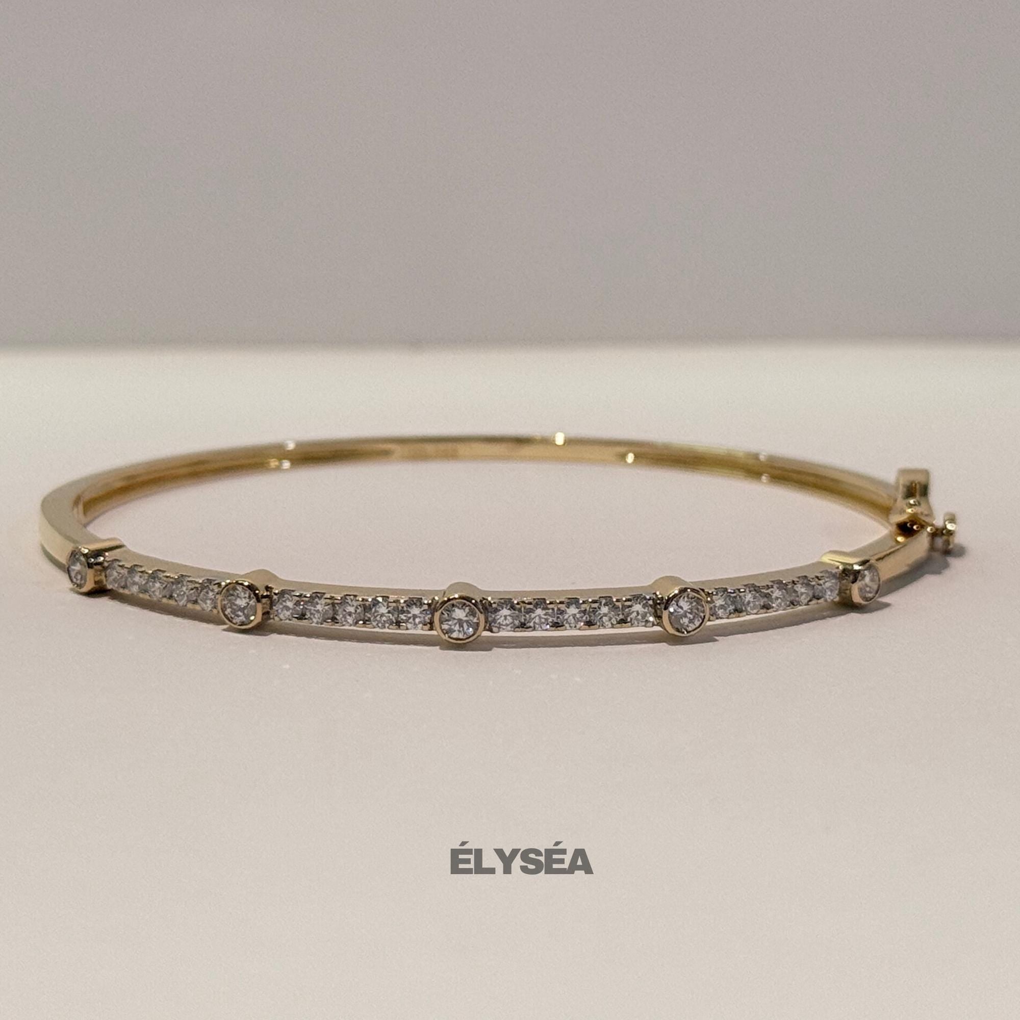 0.76CT 14K Solid Gold Lab Grown Diamond Bangle Bracelet for Women