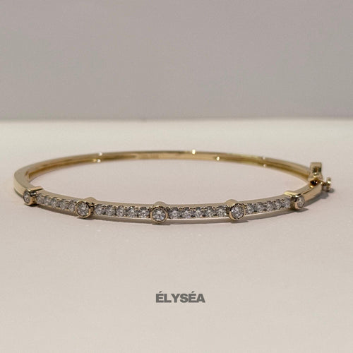 0.76CT 14K Solid Gold Lab Grown Diamond Bangle Bracelet for Women