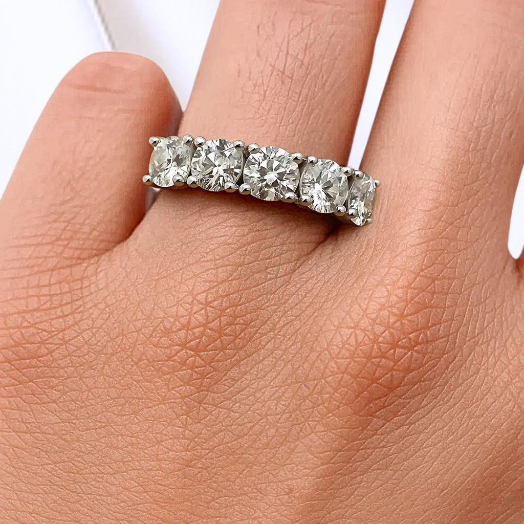 Five Stone 14K Solid Gold Lab Grown Diamond Wedding Ring Gift for Women