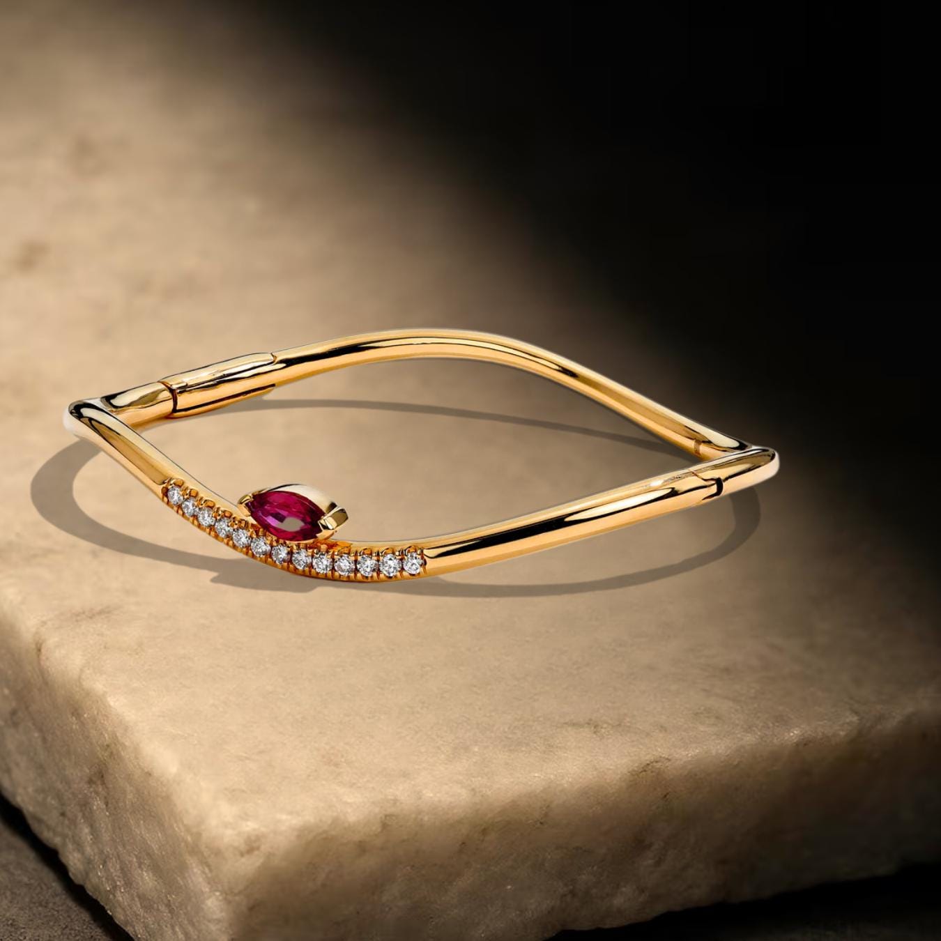 Ruby Bracelet / 14k Gold marquise Setting Ruby Bracelet/Ruby diamond Bracelet / July Birthstone Gift, Gift for Her
