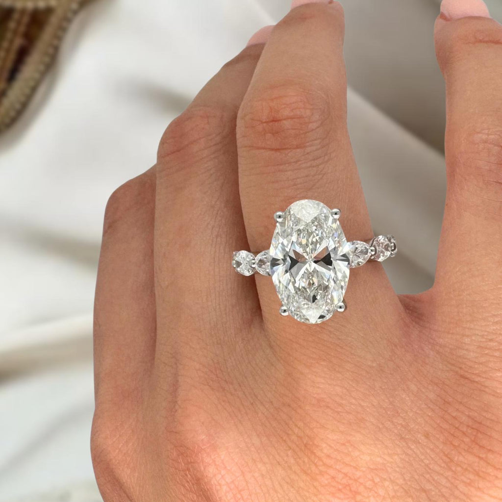 6.20 Ct 14K Solid Gold Oval LAB Diamond Engagement Ring