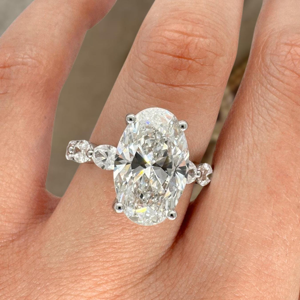 6.20 Ct 14K Solid Gold Oval LAB Diamond Engagement Ring
