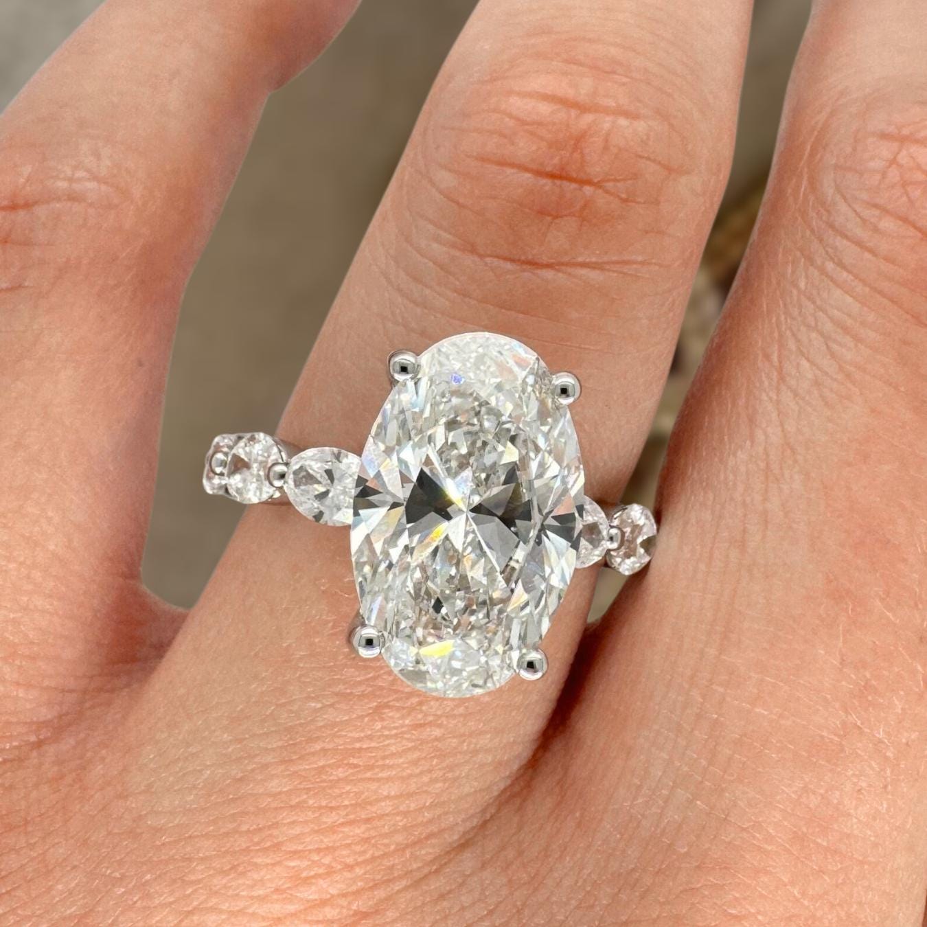 6.20 Ct 14K Solid Gold Oval LAB Diamond Engagement Ring