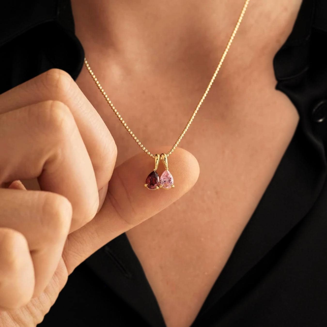 14K Gold Birthstone Necklace | Anniversary Family Gift for Mom |Mothers Day Gift for Her