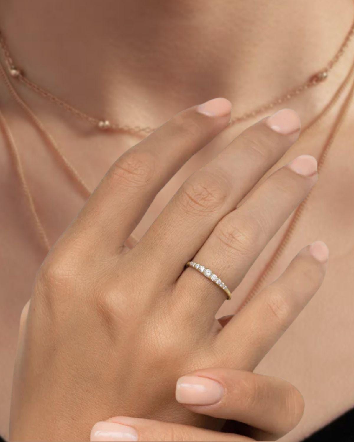 14k Yellow Gold Wedding Band Womens Half Eternity Band, Engagement Ring Band, Gold Ring, lab grown Diamond Wedding Ring, Anniversary Ring