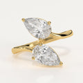 2 Carat Pear Cut Vintage Toi Et Moi Two Stone Ring, 14K Gold Lab Grown Diamond French Wedding Ring