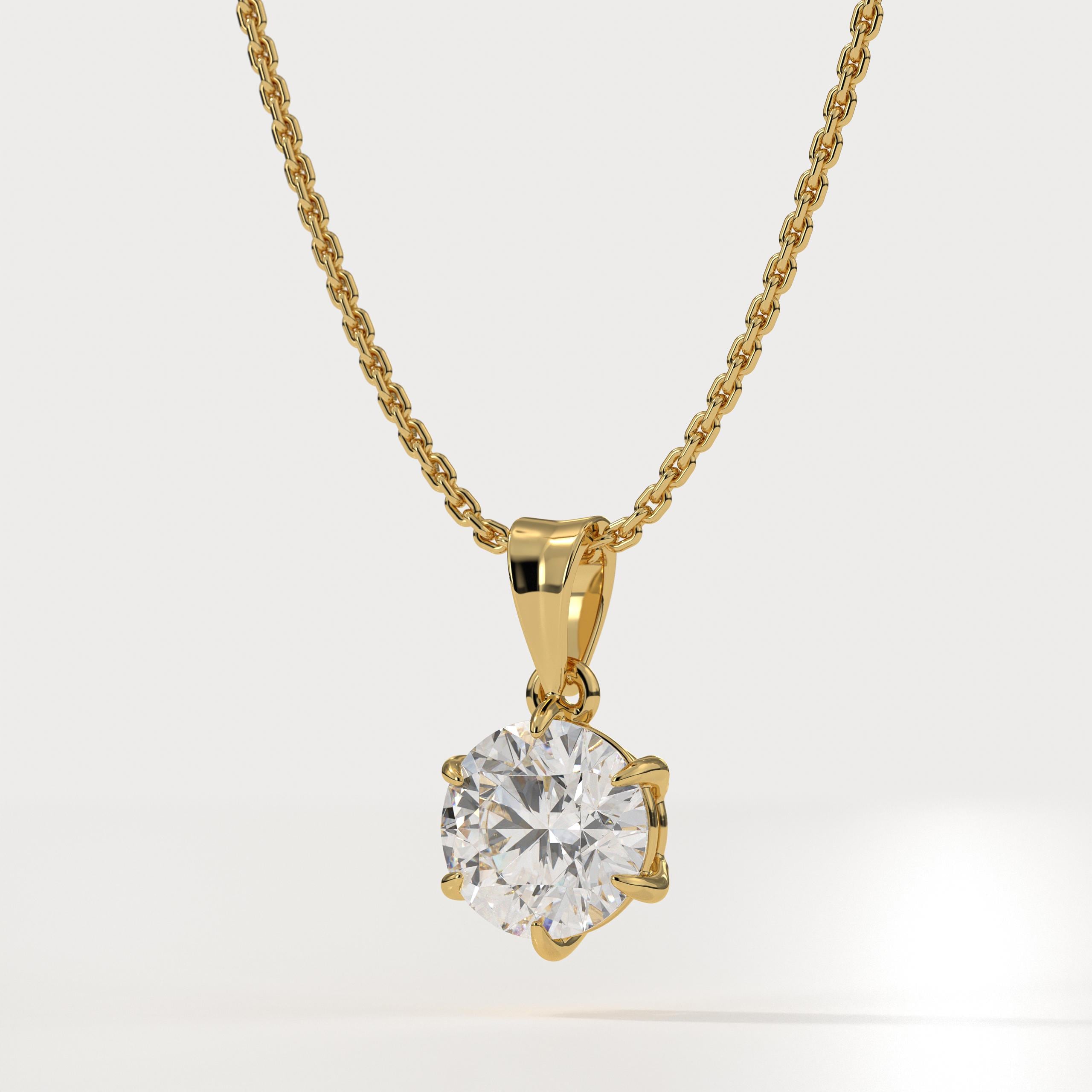 14K Gold 2 Carat lab grown diamond pendant
