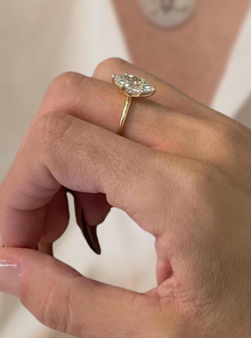 2.10 Ct Marquise Cut Solitaire Hidden Halo Lab Diamond Engagement Ring IGI Certified F-VS1