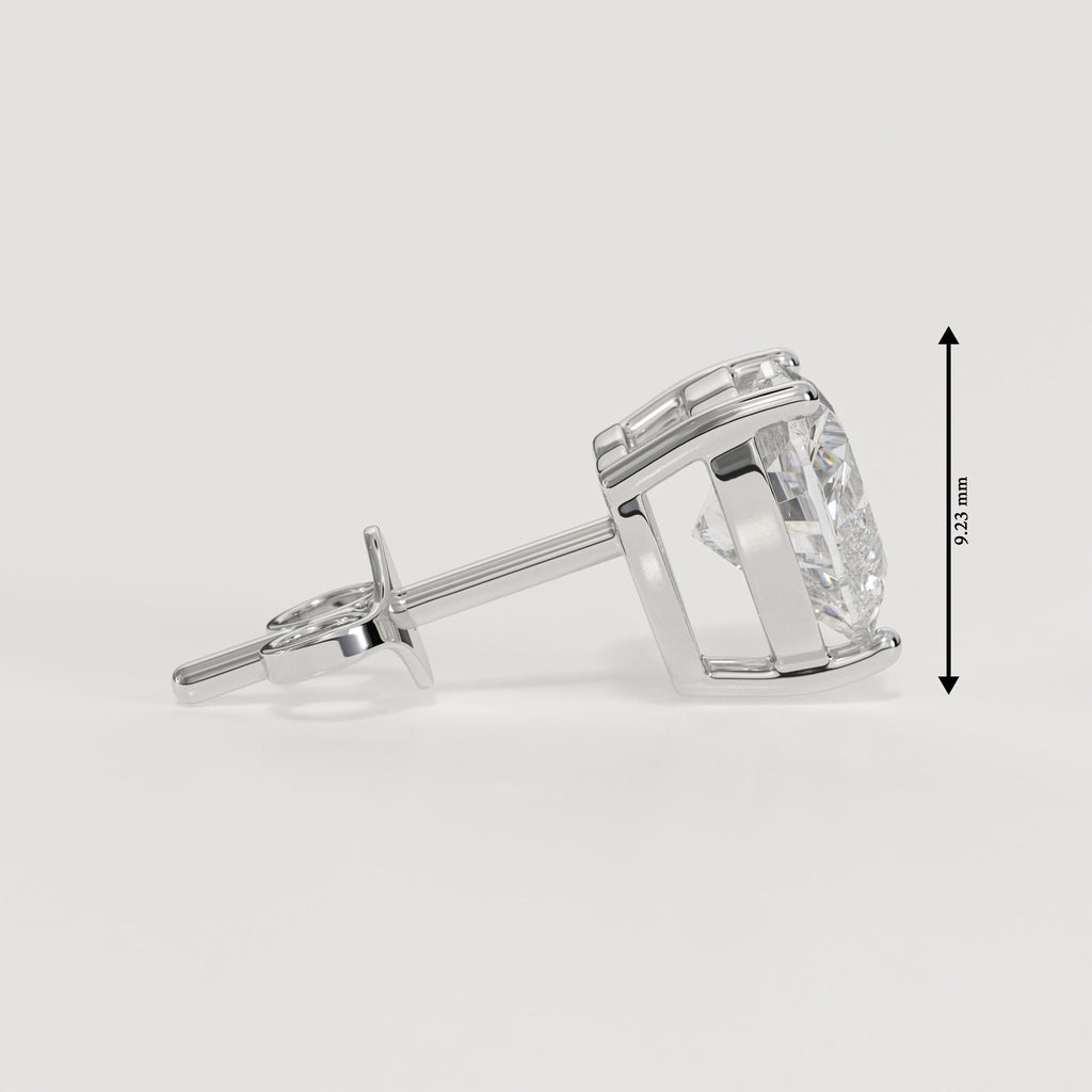 14K Solid Gold Heart Lab Grown Diamond Stud Earrings, Gift For Her