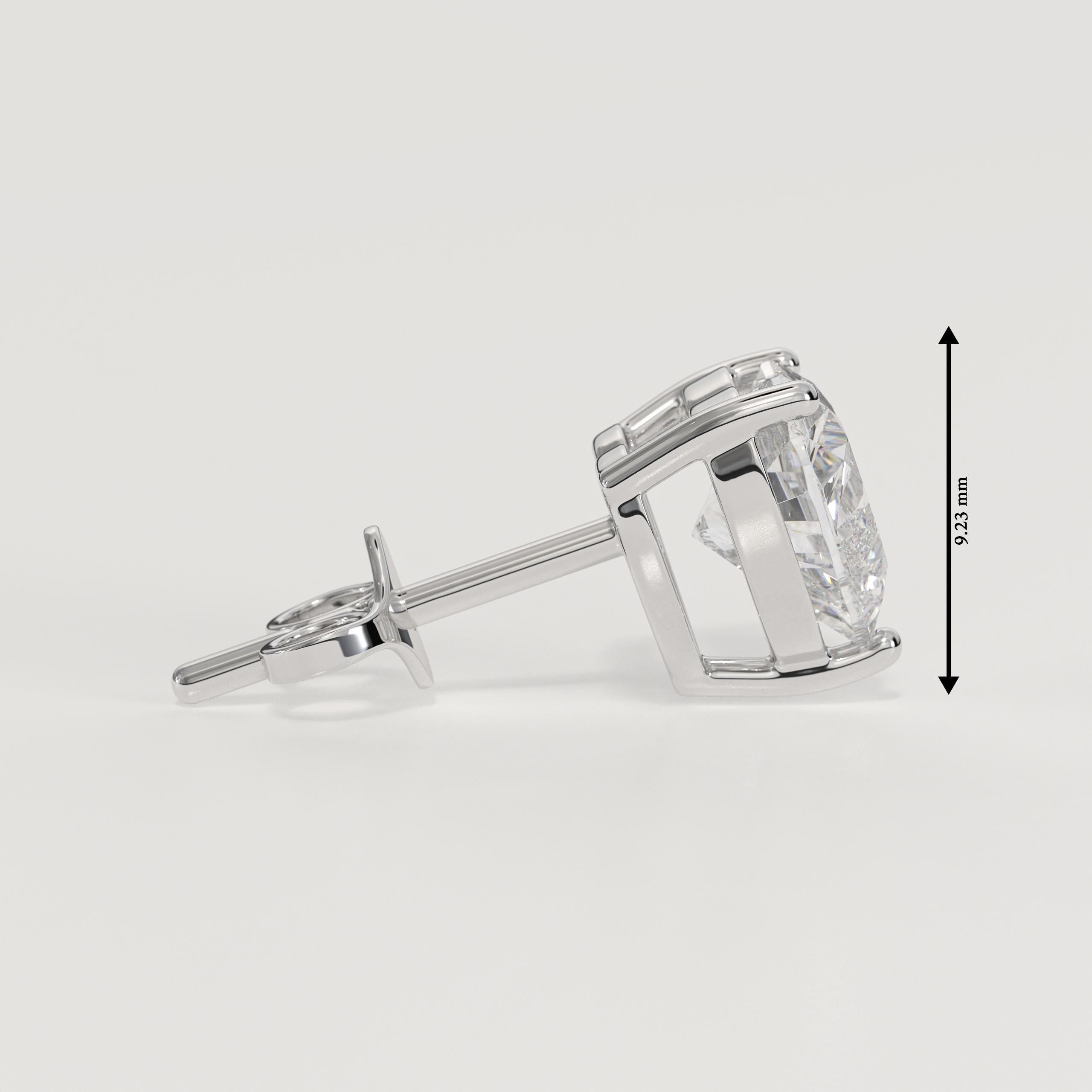 14K Solid Gold Heart Lab Grown Diamond Stud Earrings, Gift For Her