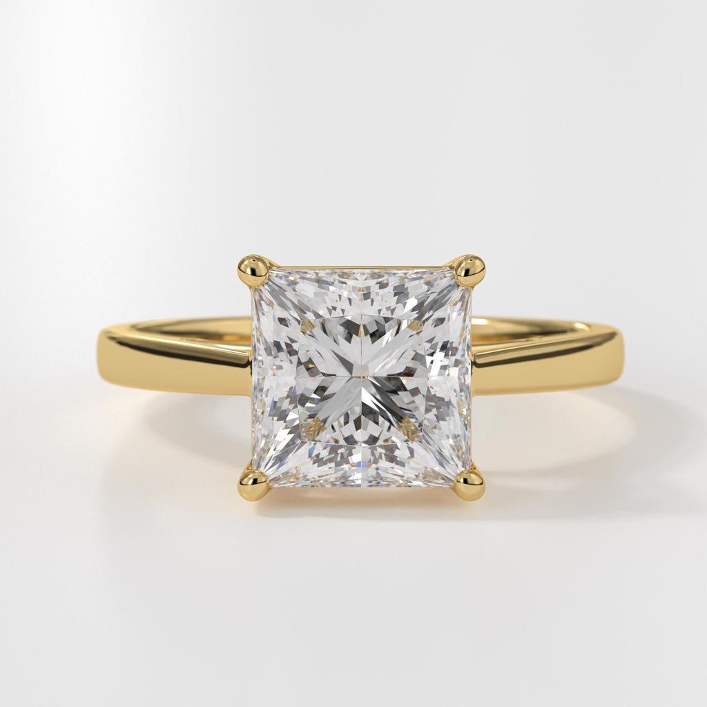 Princess Cut Engagement Ring in 14K Solid Gold Lab Grown Diamond Solitaire Ring for Anniversary Gift