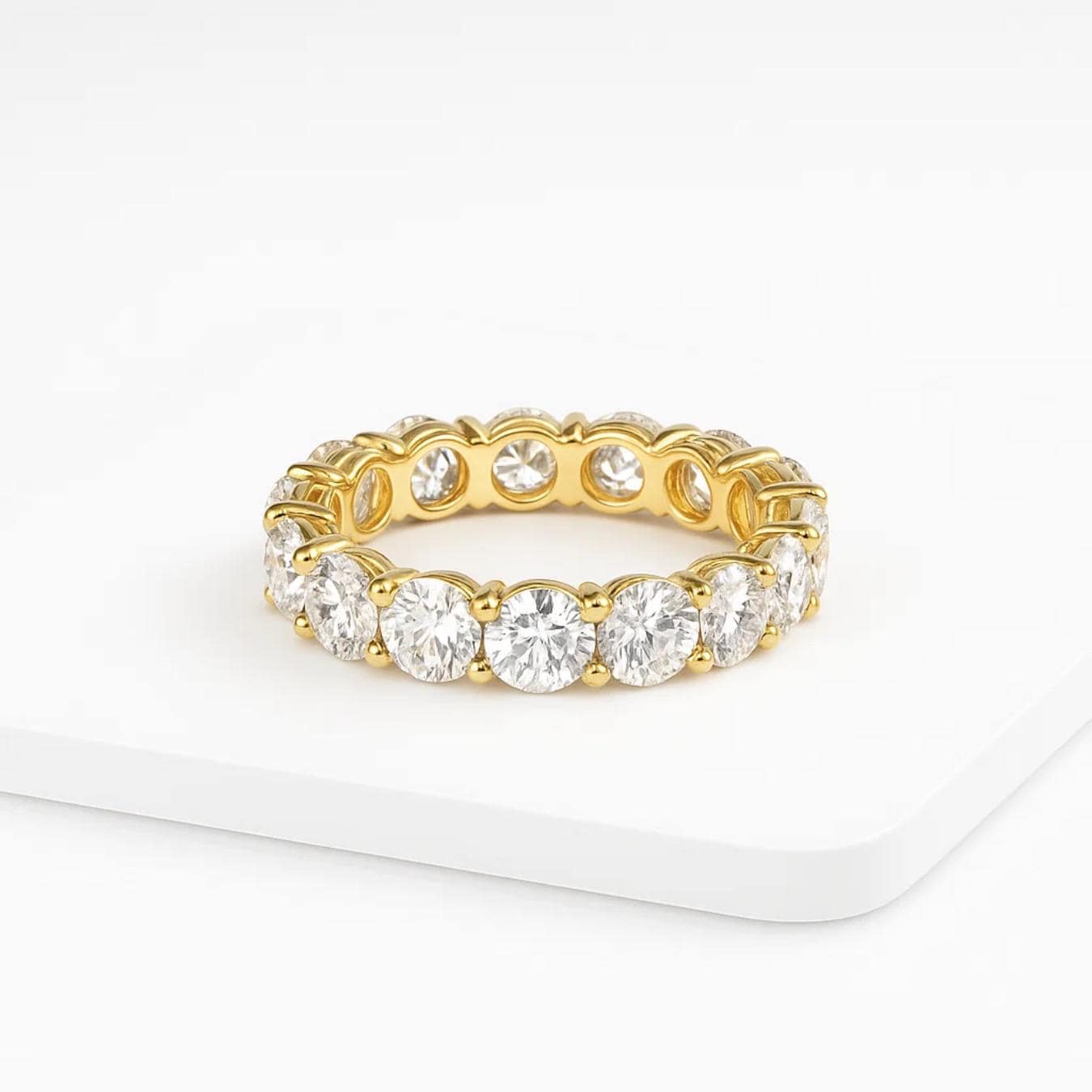 14K Gold Full Eternity Round Lab Grown Diamond Ring/ Stacking Matching Unique Anniversary Gift