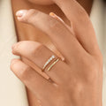 14K Solid Gold Spiral Open Ring, Lab Diamond Wrap Around Ring
