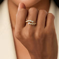 14K Gold Diamond Bypass Bezel Setting Ring, Cross Over Open Bezel Set Handmade Ring, Birthday Gift
