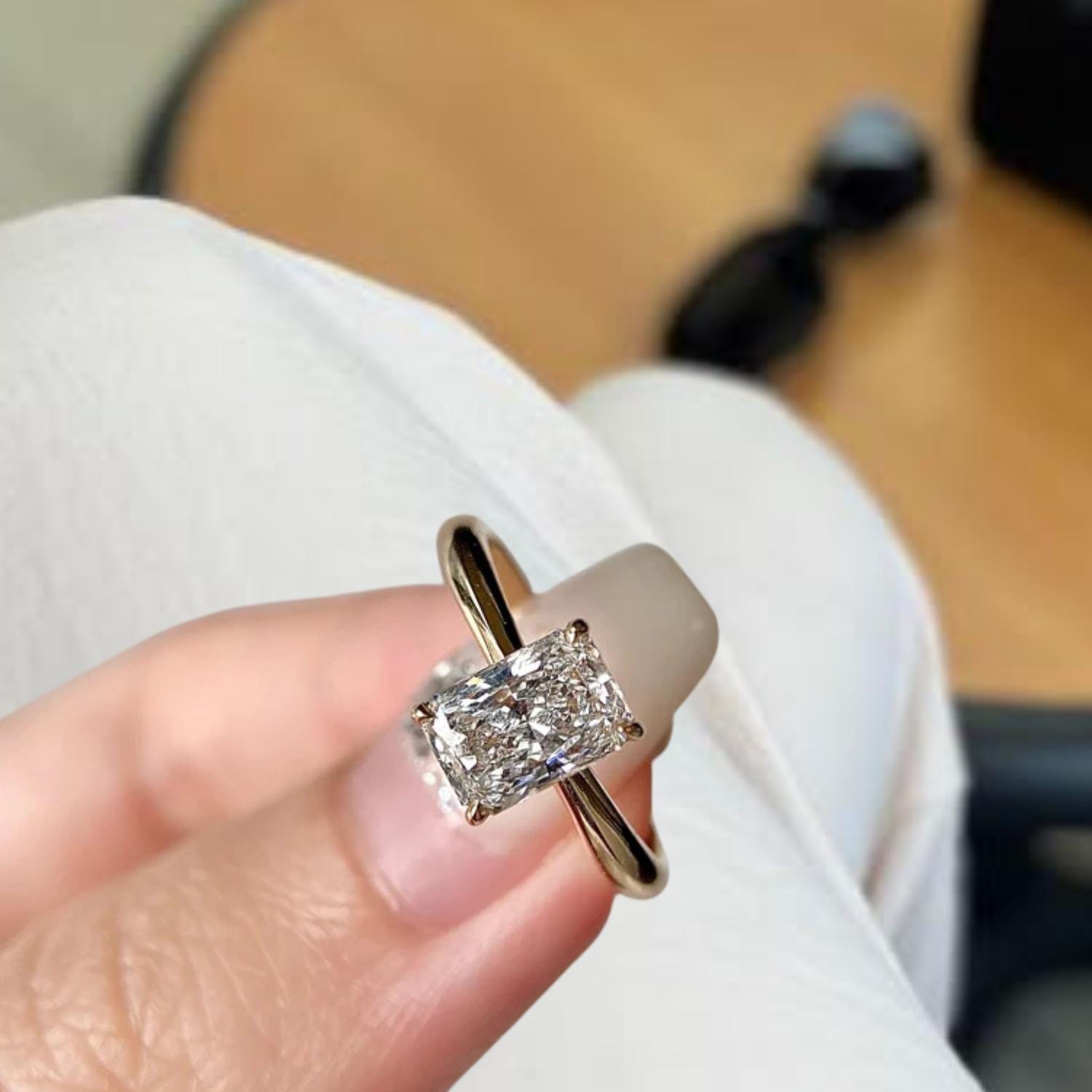 1 CT Radiant Cut Lab Diamond Engagement Ring