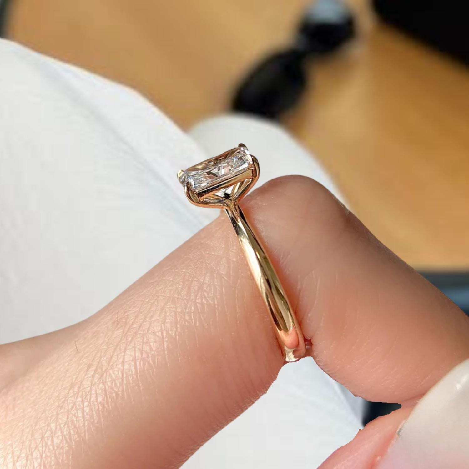 1 CT Radiant Cut Lab Diamond Engagement Ring