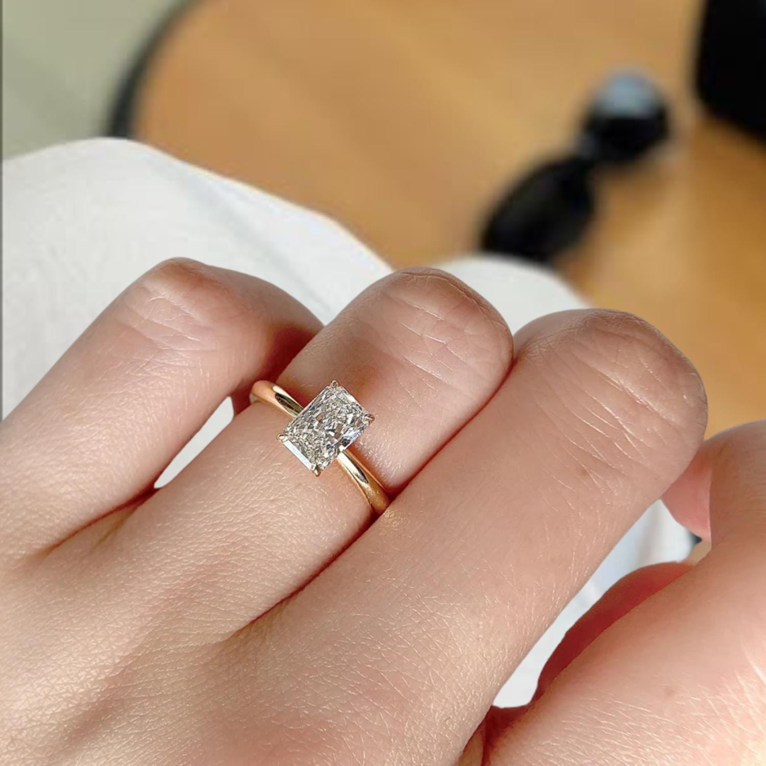 1 CT Radiant Cut Lab Diamond Engagement Ring